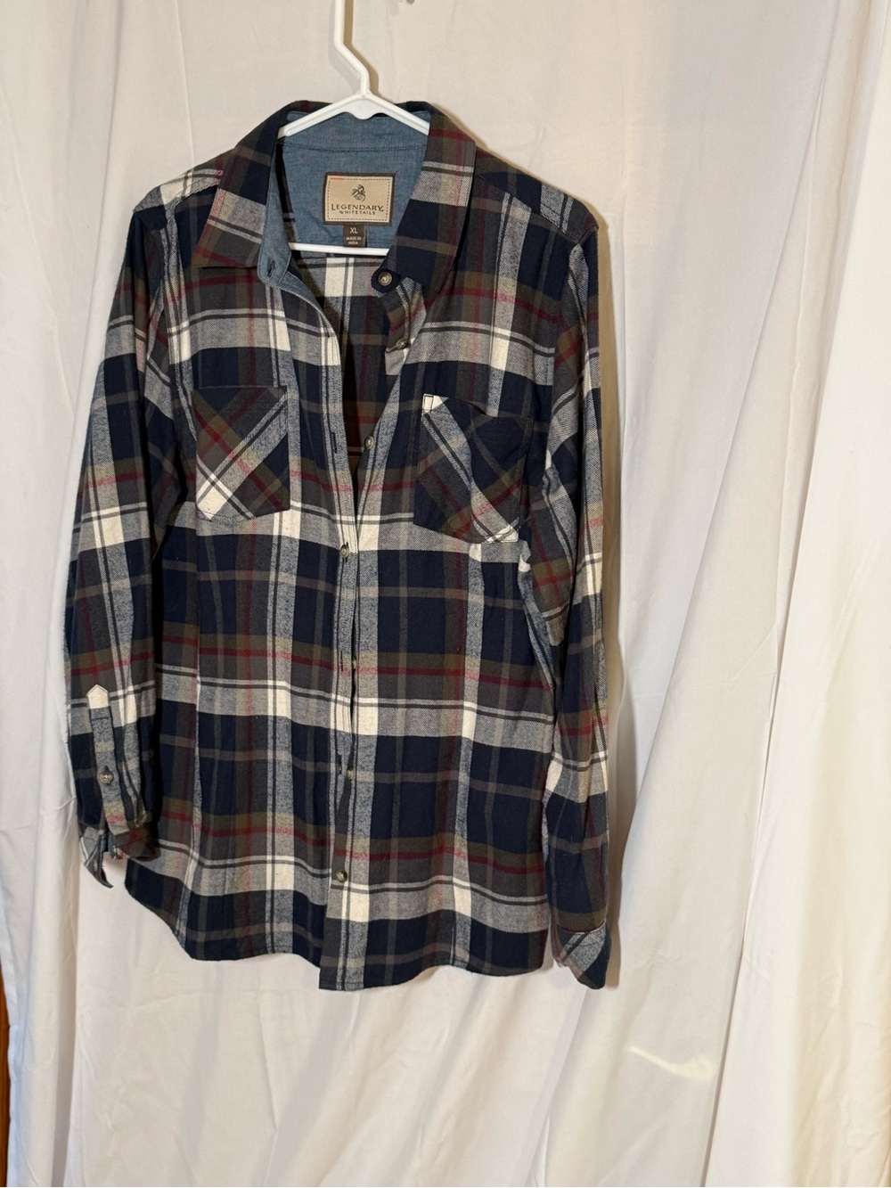 Legendary Whitetails Navy, White & Red Plaid Button-Down Shirt